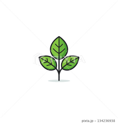 Fresh sprouting verdant foliage icon illustration, conveying natural vitality and simple elegance 134236938