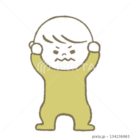 頭をかかえる子供　黄色 134236963