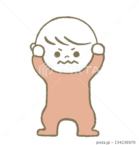 頭をかかえる子供 ピンク 頭をかかえる子供 ピンク 134236970