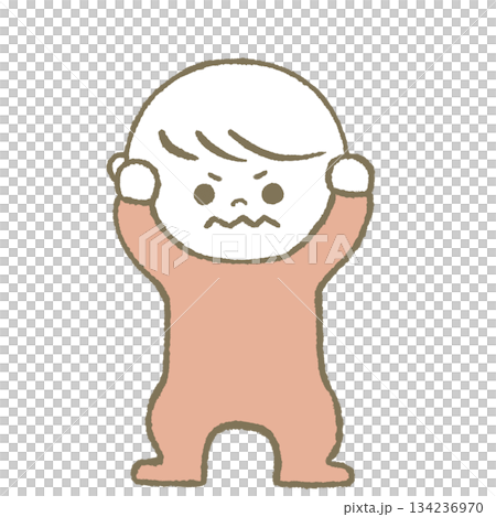 頭をかかえる子供 ピンク 頭をかかえる子供 ピンク 134236970