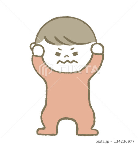 頭をかかえる子供　ピンク 134236977