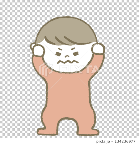 頭をかかえる子供　ピンク 134236977