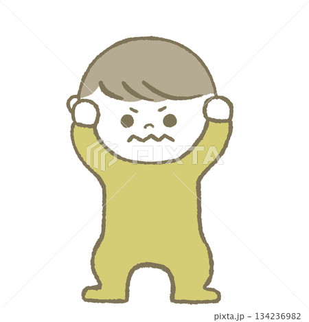 頭をかかえる子供　黄色 134236982