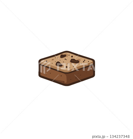 A charming chocolate brownie illustration depicting sweet dessert indulgence and culinary delight 134237348