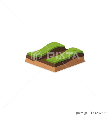 Illustration of contoured terraced land showcasing environmental layering and sustainable 134237352