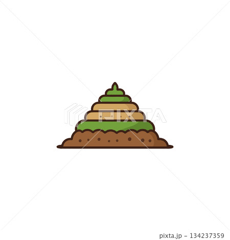Abstract layered pyramid design suggesting growth earth formations or developmental stages with 134237359