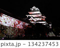 ライトアップされた会津鶴ヶ城 134237453