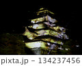 ライトアップされた会津鶴ヶ城 134237456