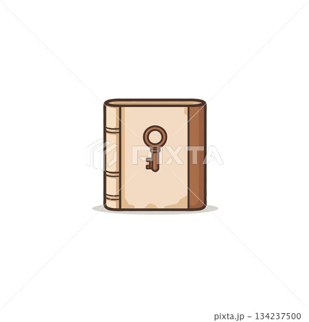 Intriguing secrets unveiled through vintage book with a prominent key emblem providing knowledge 134237500