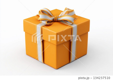 Bright Orange Gift Box With Elegant Bow Inviting Joy for Any Occasion Generative AI 134237510