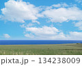 海の見える草原と青空 134238009