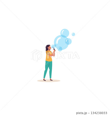 A moment of levity woman blowing bubbles creates fleeting spheres of soapy rainbow joy whimsical A moment of levity woman blowing bubbles creates fleeting spheres of soapy rainbow joy whimsical 134238033
