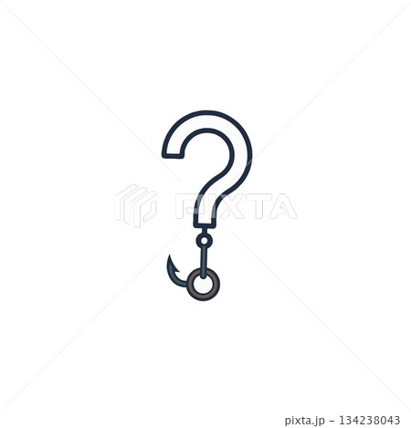 Conceptual illustration showing the question mark that transforms a fishing hook a metaphor for 134238043