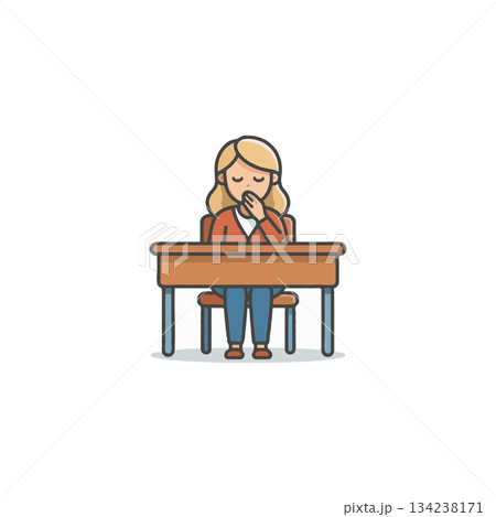 Sleepless student needs rest fatigue is affecting her studies and causing poor performance in 134238171