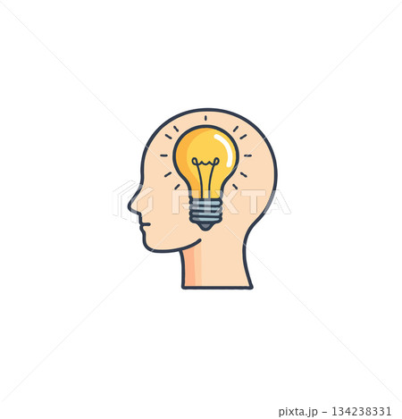 Illuminating Innovation: Human Head Silhouette with a Glowing Light Bulb Representing Cognitive Illuminating Innovation: Human Head Silhouette with a Glowing Light Bulb Representing Cognitive 134238331