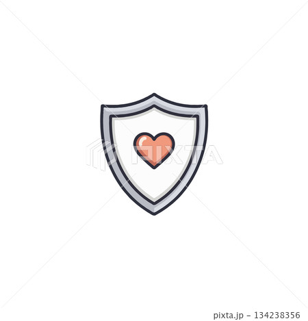 Symbolic representation of safeguarding love with a protective emblem, signifying emotional 134238356