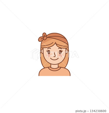 Charming girl portrait with gentle smile and bow accentuating simple yet attractive vector 134238600