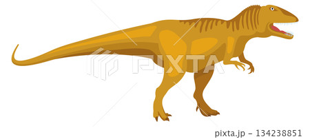 A dinosaur is walking on a white background A dinosaur is walking on a white background 134238851