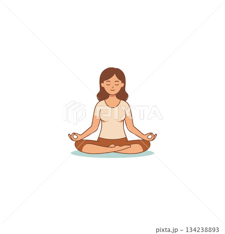 Woman practicing yoga in a lotus position for inner peace and mindful awareness towards wellness 134238893