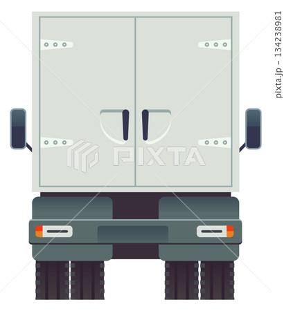 A white semi truck with a black back end 134238981