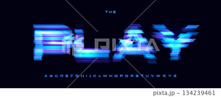 Digital Noice Font Logo Alphabet Vector Glitch Letters Set Modern Typography, Creative Typographic Design for Play Button, Game UI Headline, Type Symbol Logotype, Sans Serif Fonts. Vector Typeface 134239461
