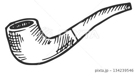 A pipe is drawn in black and white A pipe is drawn in black and white 134239546