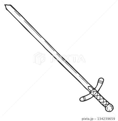 A sword is drawn in black and white A sword is drawn in black and white 134239659