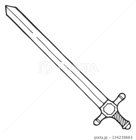 A sword is drawn in black and white 134239663