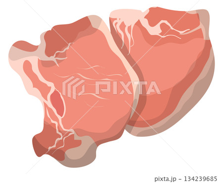 Two pieces of meat are shown on a white background Two pieces of meat are shown on a white background 134239685