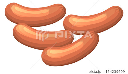 A close up of four hot dogs 134239699