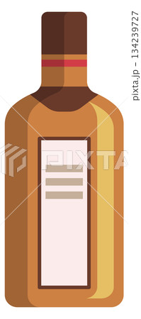 A bottle of alcohol with a brown label 134239727