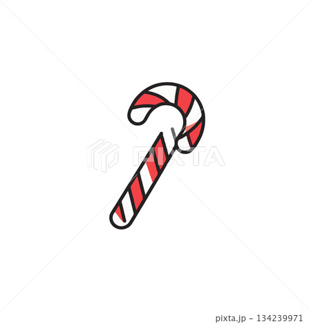 Festive stripped candy cane illustration evokes christmas cheer in a minimalist, holiday sweet Festive stripped candy cane illustration evokes christmas cheer in a minimalist, holiday sweet 134239971