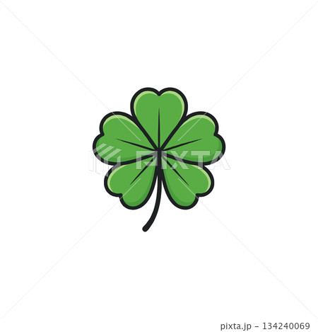 Simple four leaf clover symbol illustration representing fortune, luck, nature, and irish culture 134240069