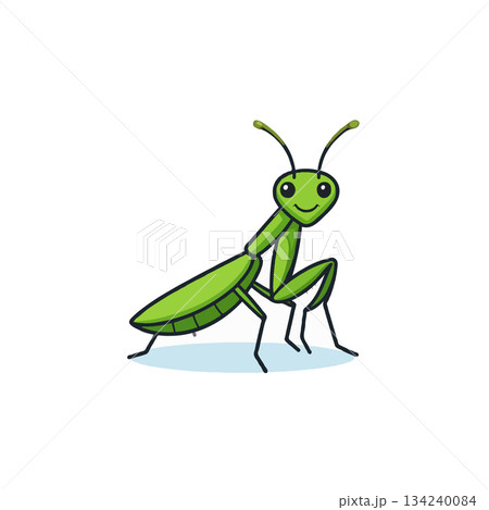 Cartoon Praying Mantis Illustration with Big Eyes: A Playful Insect Graphic for Educational and Cartoon Praying Mantis Illustration with Big Eyes: A Playful Insect Graphic for Educational and 134240084