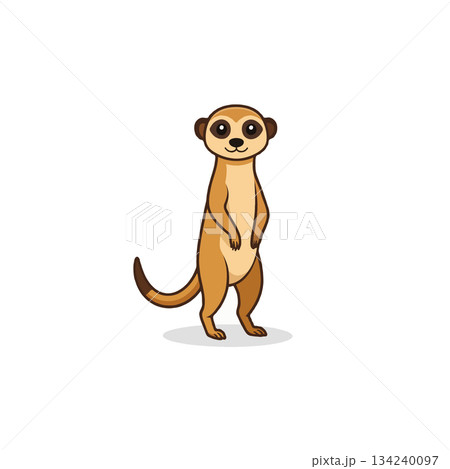 Whimsical meerkat illustration standing tall a playful cartoon design showcasing nature's adorable 134240097