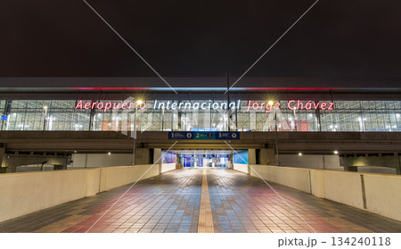 Callao, Peru - September 10, 2025: The illuminated facade and entrance of Jorge Chavez International Airport (LIM) in Lima, Peru, at night Callao, Peru - September 10, 2025: The illuminated facade and entrance of Jorge Chavez International Airport (LIM) in Lima, Peru, at night 134240118