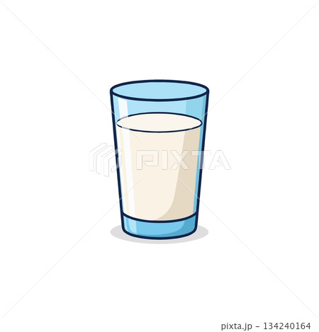 A refreshing glass of plain milk a nutritious beverage perfect for breakfast or any time offering 134240164