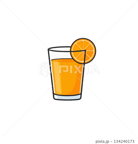 Refreshing orange juice illustration featuring citrus slice a vibrant beverage representing Refreshing orange juice illustration featuring citrus slice a vibrant beverage representing 134240173