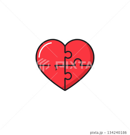 Creative illustration presenting a heart made up of puzzle pieces symbolizing emotional connection Creative illustration presenting a heart made up of puzzle pieces symbolizing emotional connection 134240186