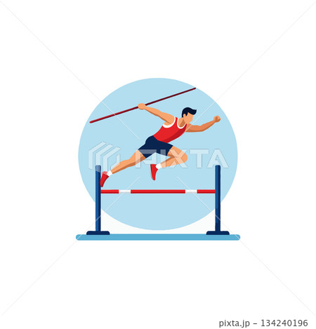 Dynamic Athlete Leaping Over Hurdle Illustrating Focused Determination and the Spirit of Athletic Dynamic Athlete Leaping Over Hurdle Illustrating Focused Determination and the Spirit of Athletic 134240196
