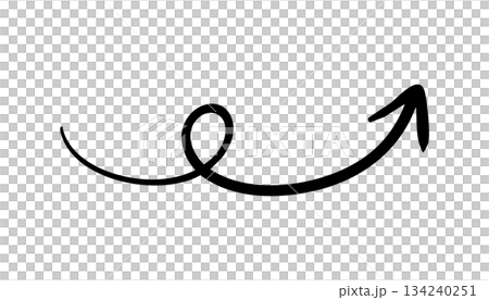 Hand-drawn swirling arrow upwards rising 134240251
