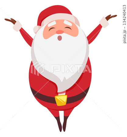 A cartoonish image of Santa Claus with a red hat and beard 134240413