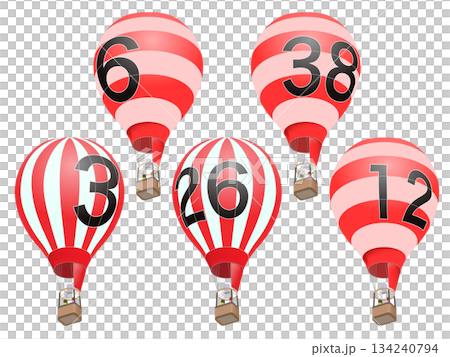 紅色條紋熱氣球 134240794
