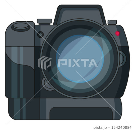 A black camera with a red button on the top A black camera with a red button on the top 134240884