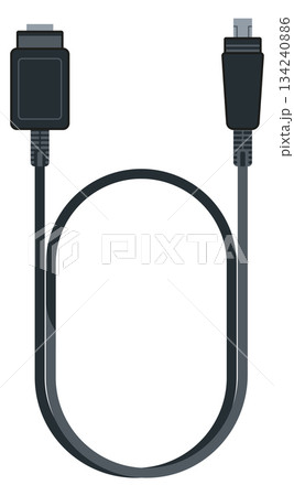 A black cable with a white label 134240886