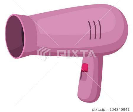 A pink hair dryer with a pink handle A pink hair dryer with a pink handle 134240941