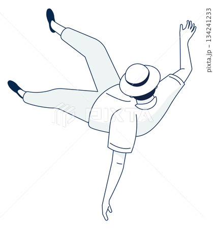 A man is falling in the air with his hat on A man is falling in the air with his hat on 134241233