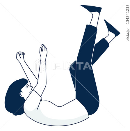 A woman is falling to the ground in a cartoonish way A woman is falling to the ground in a cartoonish way 134241238