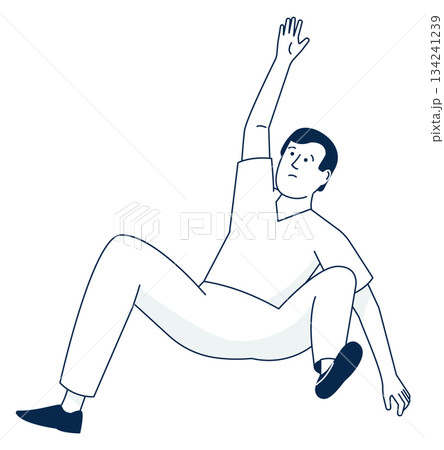 A man is falling and reaching out his hand A man is falling and reaching out his hand 134241239