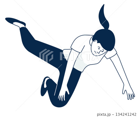 A girl is falling and her hair is in a ponytail A girl is falling and her hair is in a ponytail 134241242